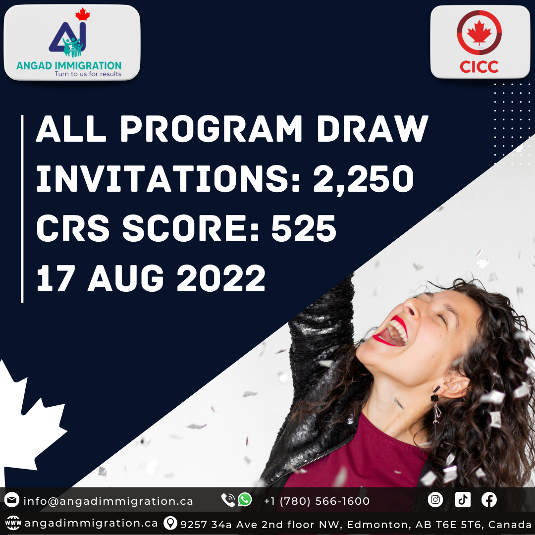 All Program Draw August 17 | CRS Score 525 | 2250 Invitations