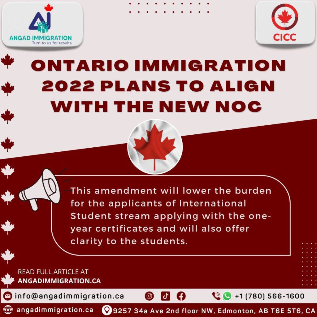 Ontario immigration 2022 aligns with the new NOC