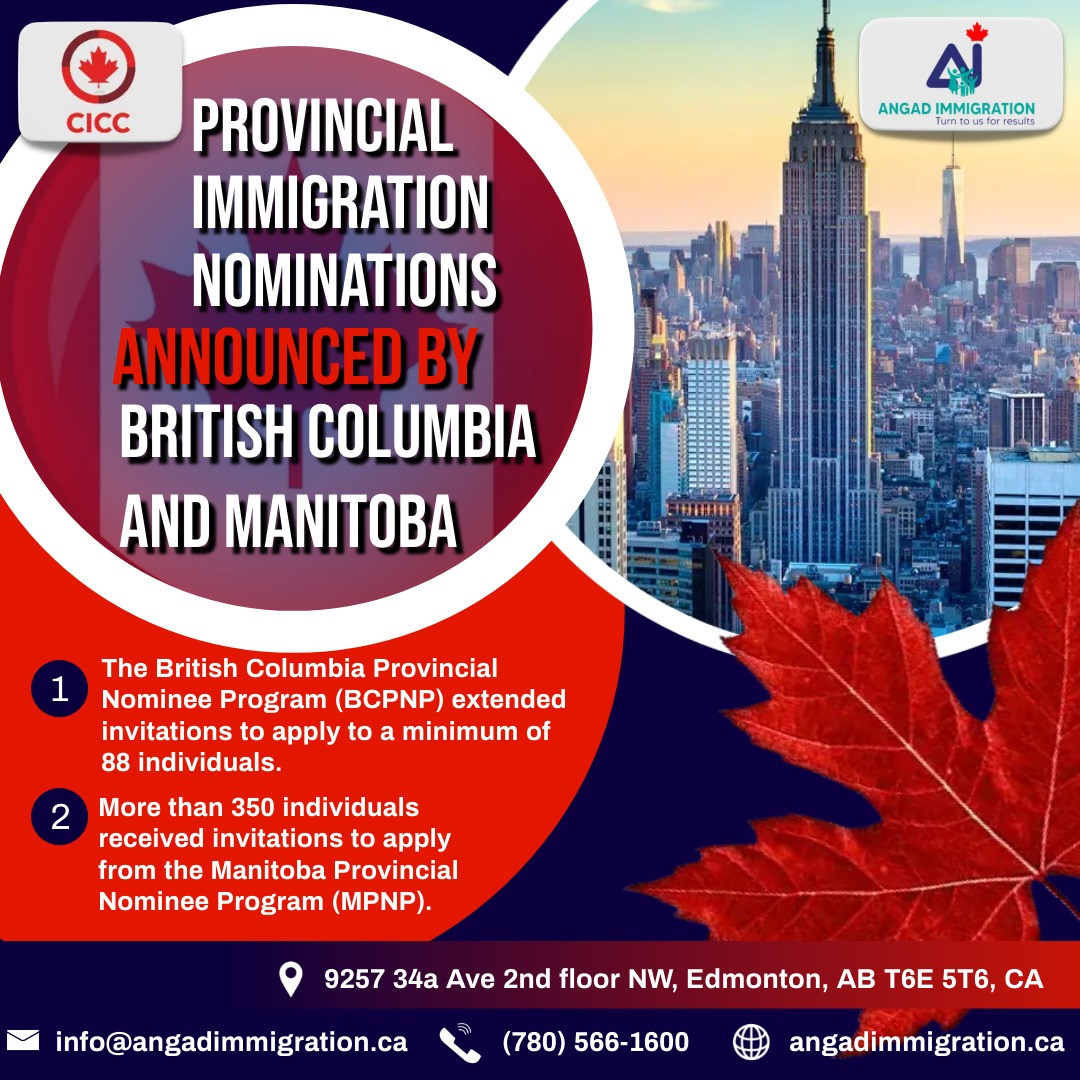 Provincial Immigration Nominations Announced by British Columbia and Manitoba